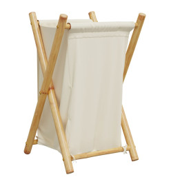 Panier à linge blanc crème 41,5x36x63,5 cm bambou