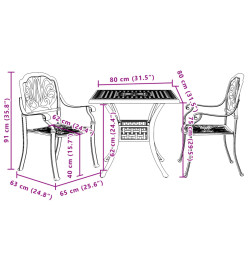 Ensemble de bistro 3 pcs blanc aluminium coulé