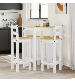 Ensemble de bar 5 pcs Blanc Bois de pin massif