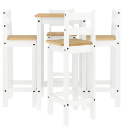 Ensemble de bar 5 pcs Blanc Bois de pin massif