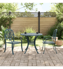 Ensemble de bistro 3 pcs vert aluminium coulé