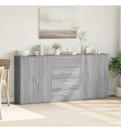 Buffets 3 pcs sonoma gris 60x31x84 cm bois d'ingénierie