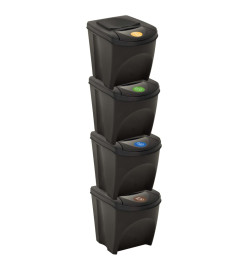 Poubelles empilables 4 pcs Anthracite 100 L