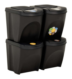 Poubelles empilables 4 pcs Anthracite 100 L