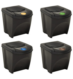 Poubelles empilables 4 pcs Anthracite 100 L