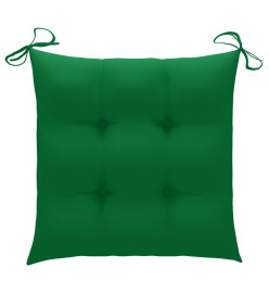 Chaises de jardin avec coussins vert lot de 6 Bois teck massif