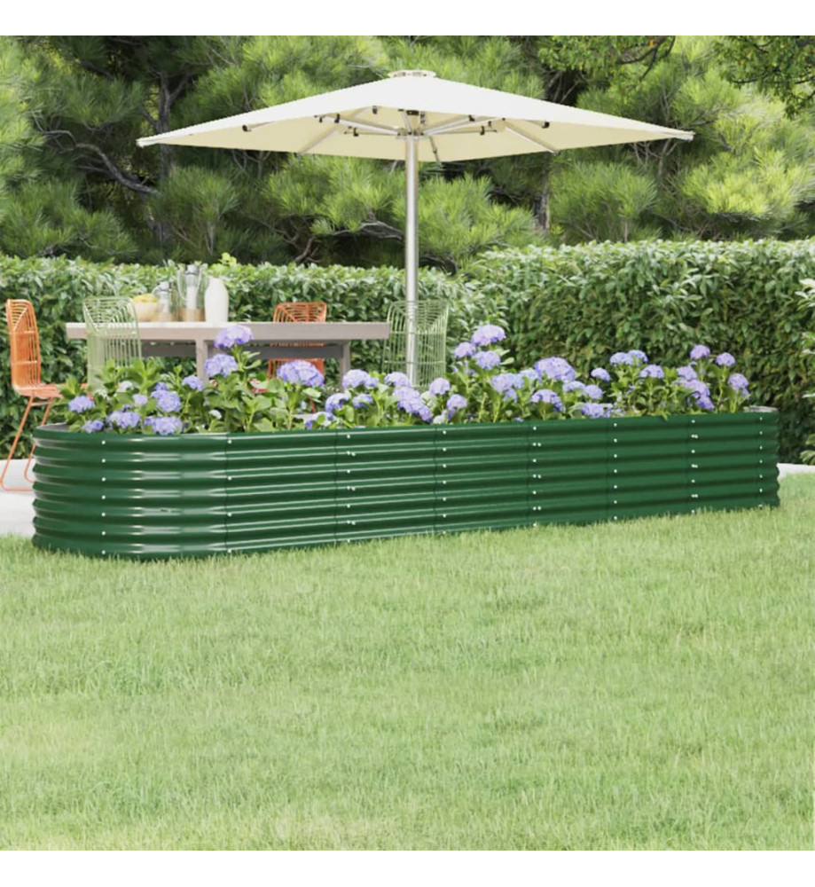 Lit surélevé de jardin Acier enduit de poudre 296x80x36 cm Vert Lit surélevé de jardin Acier enduit de poudre 296x80x36 cm Vert
