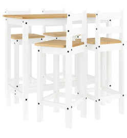 Ensemble de bar 5 pcs Blanc Bois de pin massif