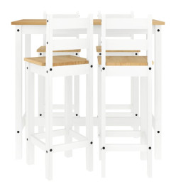 Ensemble de bar 5 pcs Blanc Bois de pin massif