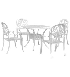 Ensemble à manger de jardin 5 pcs blanc aluminium coulé
