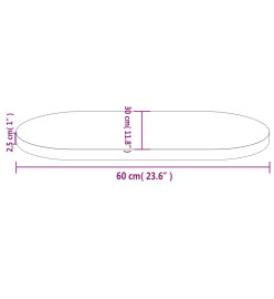 Dessus de table blanc 60x30x2,5 cm bois de pin massif ovale