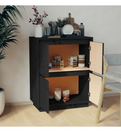 Buffet Noir 60x34x75 cm Bois massif de pin