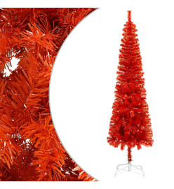 Arbre de Noël mince avec LED et boules Rouge 180 cm