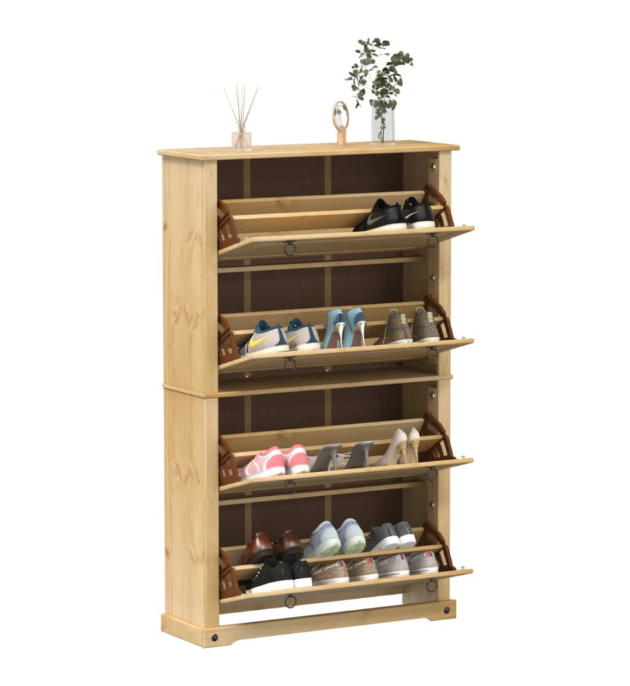 Armoire à chaussures Corona 99x32x163,5 cm bois de pin massif