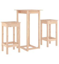 Ensemble de bar 3 pcs Bois de pin massif