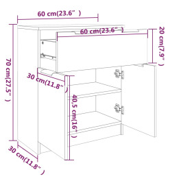 Buffet Chêne fumé 60x30x70 cm Bois d'ingénierie