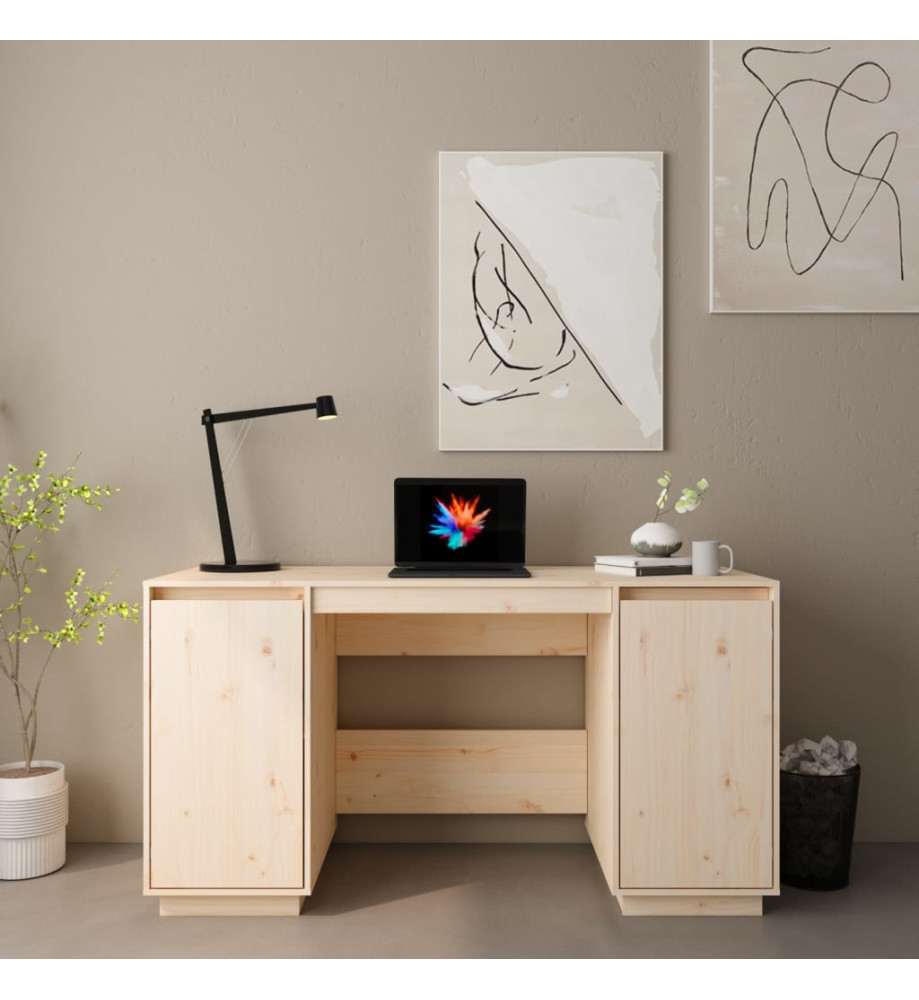 Bureau 140x50x75 cm bois massif de pin