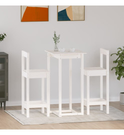 Ensemble de bar 3 pcs Blanc Bois de pin massif