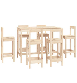 Ensemble de bar 7 pcs Bois de pin massif