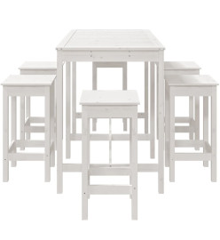 Ensemble de bar de jardin 7 pcs blanc bois de pin massif