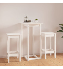 Ensemble de bar 3 pcs Blanc Bois de pin massif