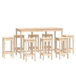 Ensemble de bar 9 pcs Bois de pin massif