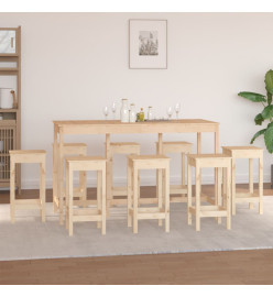 Ensemble de bar 9 pcs Bois de pin massif