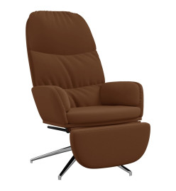 Chaise de relaxation avec repose-pied Marron Similicuir daim