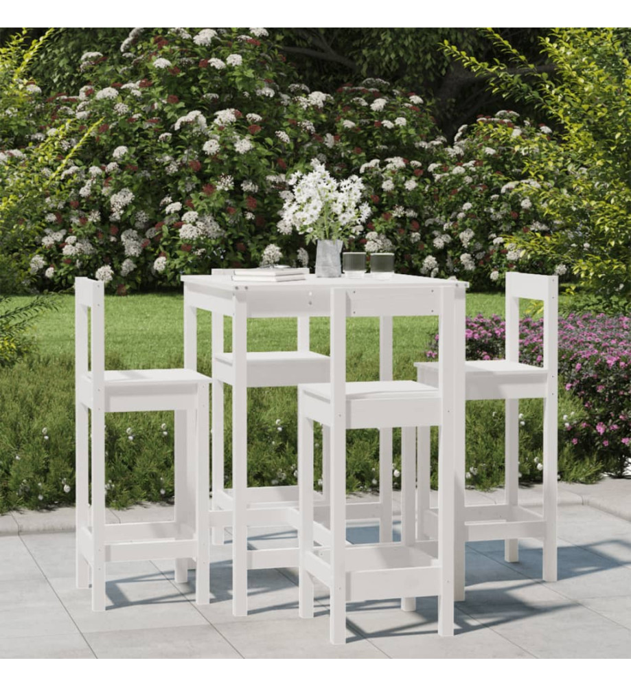 Ensemble de bar de jardin 5 pcs blanc bois massif de pin Ensemble de bar de jardin 5 pcs blanc bois massif de pin