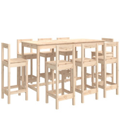 Ensemble de bar 9 pcs Bois de pin massif