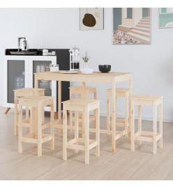 Ensemble de bar 7 pcs Bois de pin massif