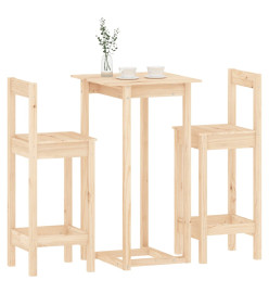 Ensemble de bar 3 pcs Bois de pin massif