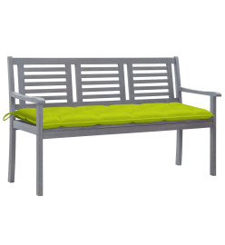 Banc de jardin 3 places avec coussin 150 cm Gris Eucalyptus