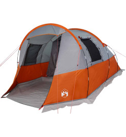 Tente de camping tunnel 4 personnes gris et orange imperméable