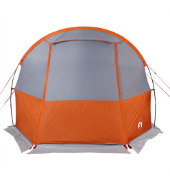 Tente de camping tunnel 4 personnes gris et orange imperméable