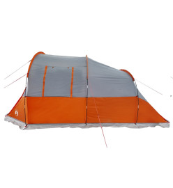 Tente de camping tunnel 4 personnes gris et orange imperméable