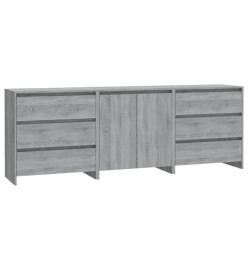 Buffets 3 pcs Sonoma gris Bois d'ingénierie