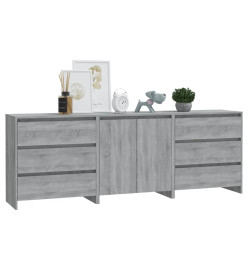 Buffets 3 pcs Sonoma gris Bois d'ingénierie