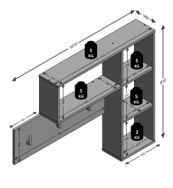FMD Porte-manteau mural avec 4 compartiments ouverts Blanc