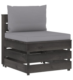 Salon de jardin 8 pcs avec coussins Bois imprégné de gris