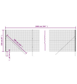 Clôture en treillis métallique anthracite 2,2x10 m