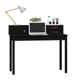 Bureau Noir 110x50x93 cm Bois massif de pin