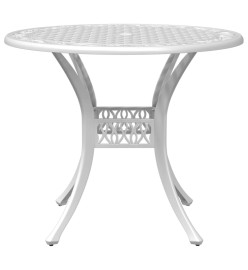 Table de jardin blanc Ø90x75 cm aluminium coulé