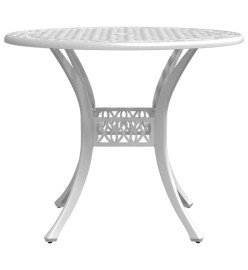 Table de jardin blanc Ø90x75 cm aluminium coulé