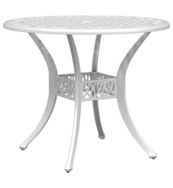 Table de jardin blanc Ø90x75 cm aluminium coulé
