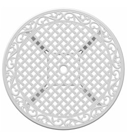 Table de jardin blanc Ø90x75 cm aluminium coulé