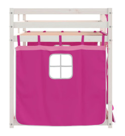 Lit superposé avec rideaux rose 80x200 cm bois pin massif