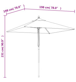 Parasol de jardin avec mât en bois terre cuite 198x198x231 cm