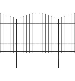 Clôture de jardin à dessus en lance Acier (1,5-1,75)x13,6m Noir
