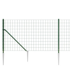 Clôture en treillis métallique et piquet d'ancrage vert 1x25 m